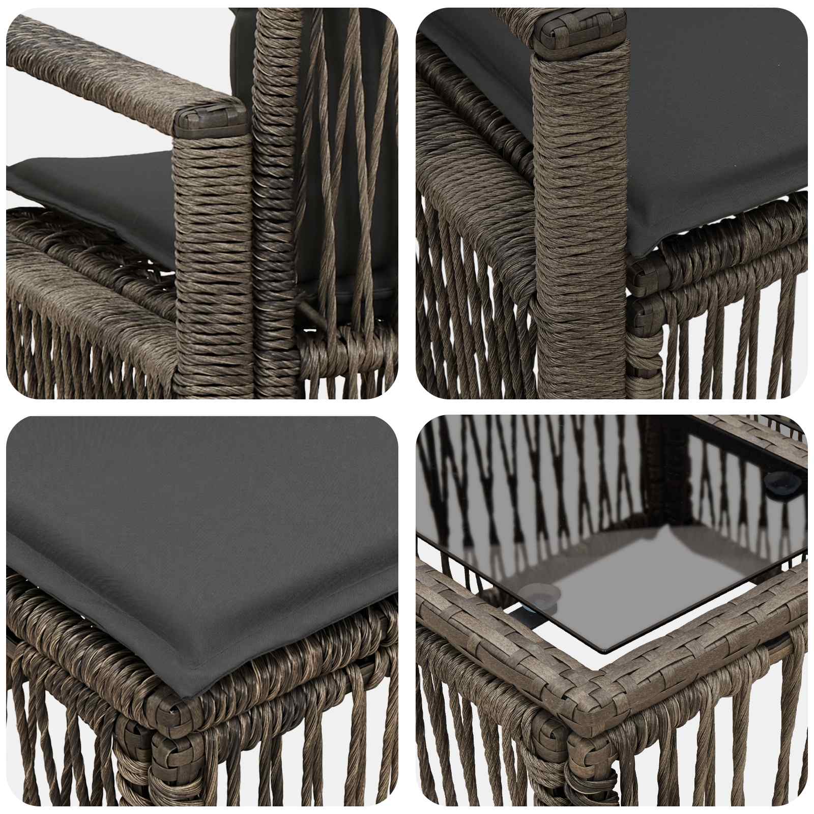 Set Divano da Giardino 7 pz Grigio polyrattan
