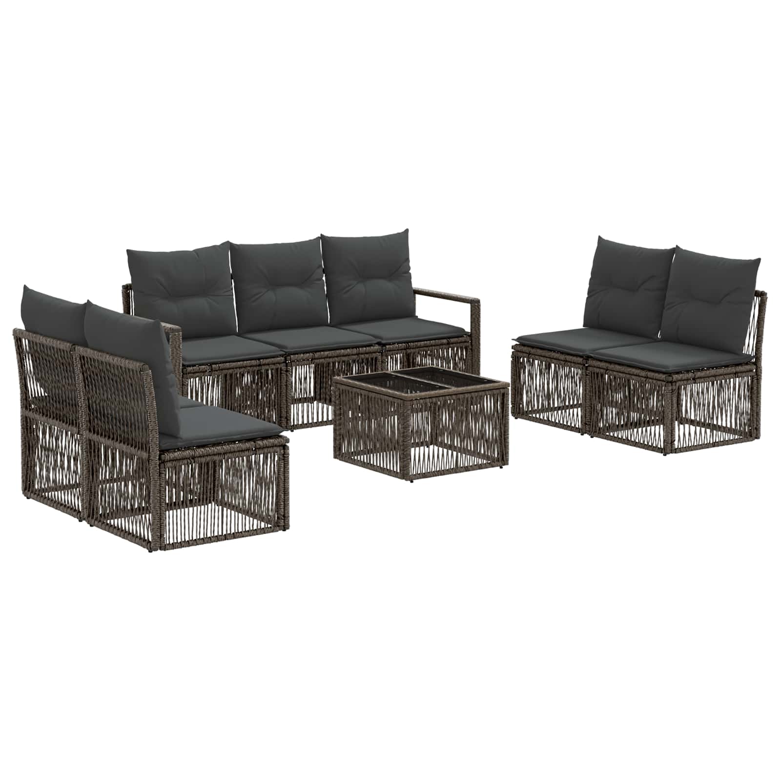 Set Divano da Giardino 8 pz Grigio polyrattan