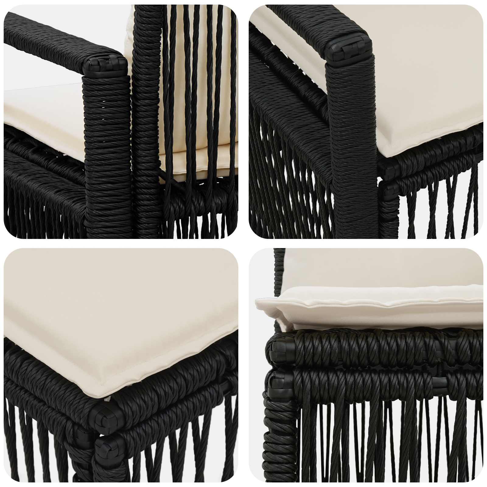 Set Divano da Giardino 8 pz Nero polyrattan
