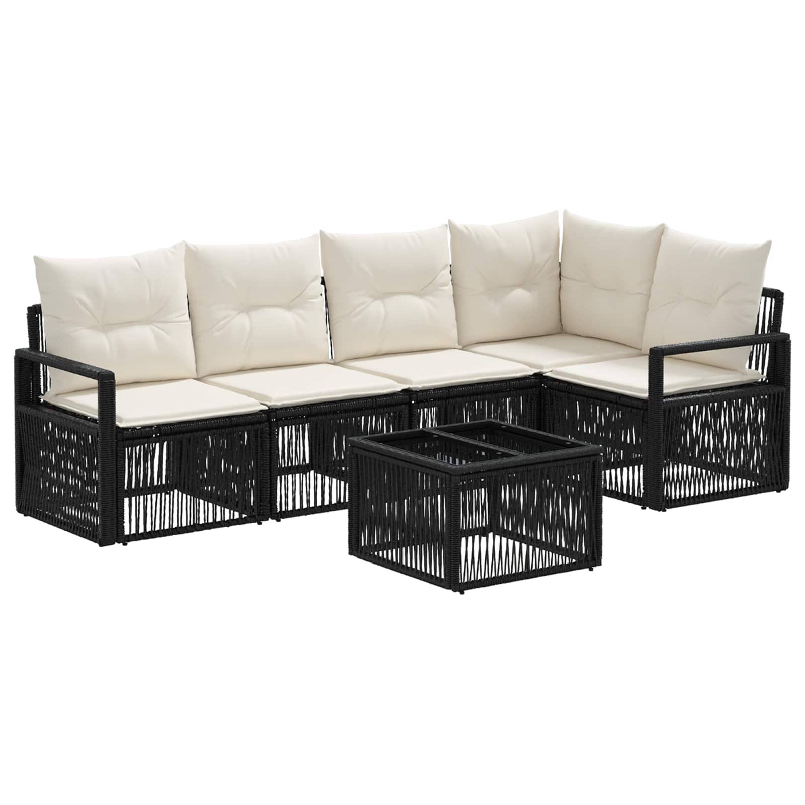Set Divano da Giardino 6 pz Nero polyrattan