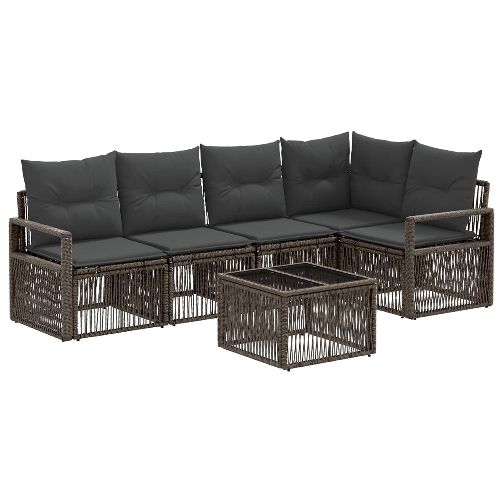 Set Divano da Giardino 6 pz Grigio polyrattan