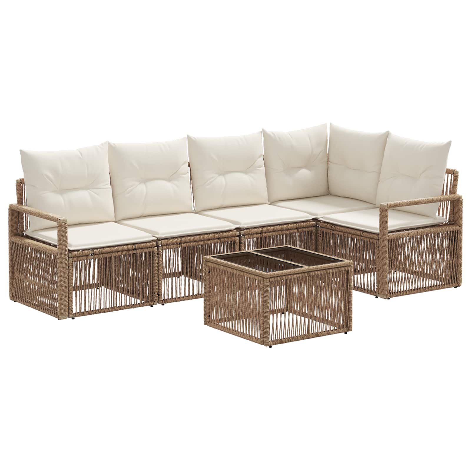 Set Divano da Giardino 6 pz Beige polyrattan