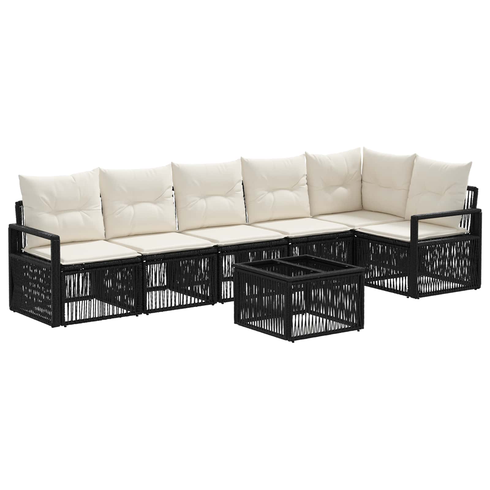 Set Divano da Giardino 7 pz Nero polyrattan