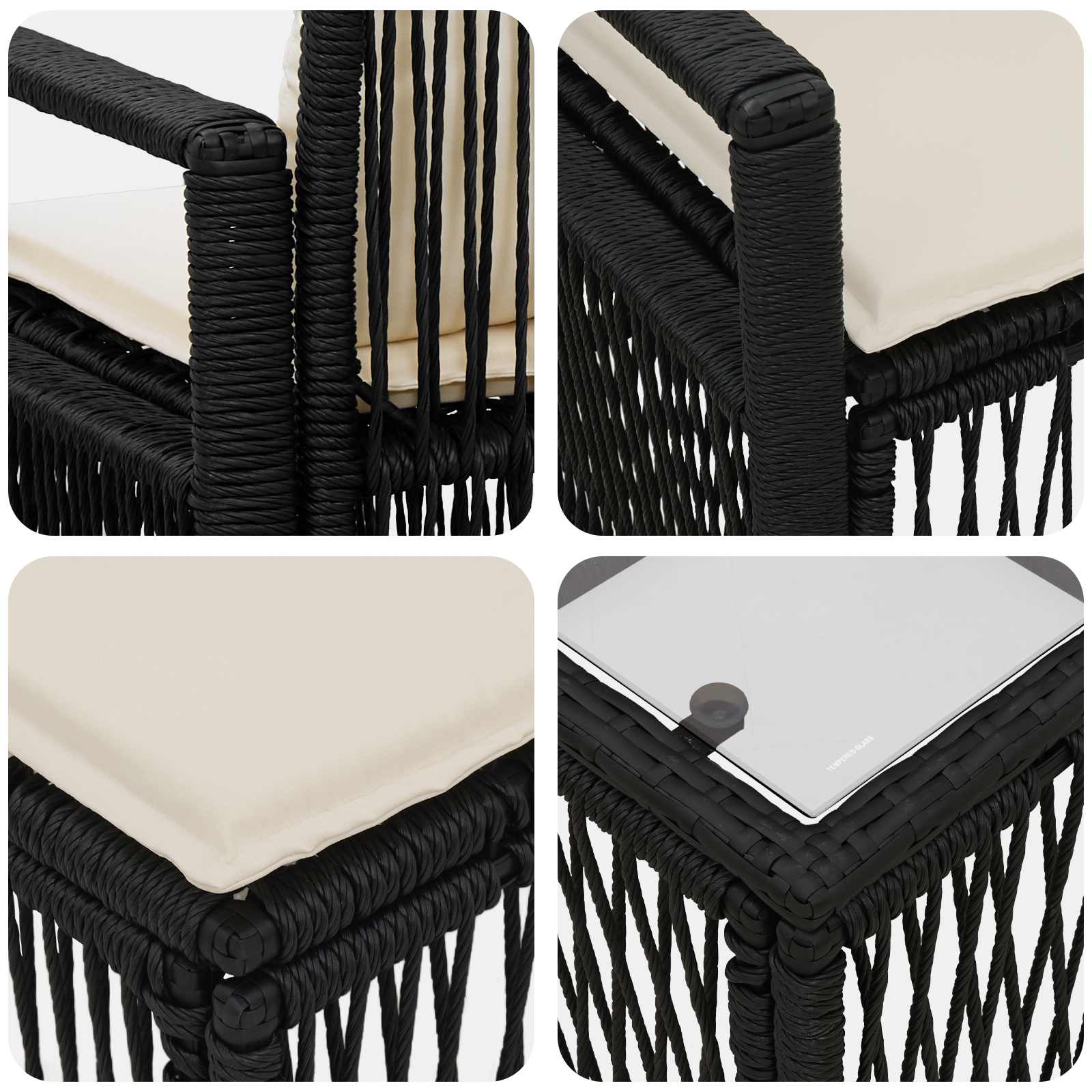Set Divano da Giardino 7 pz Nero polyrattan