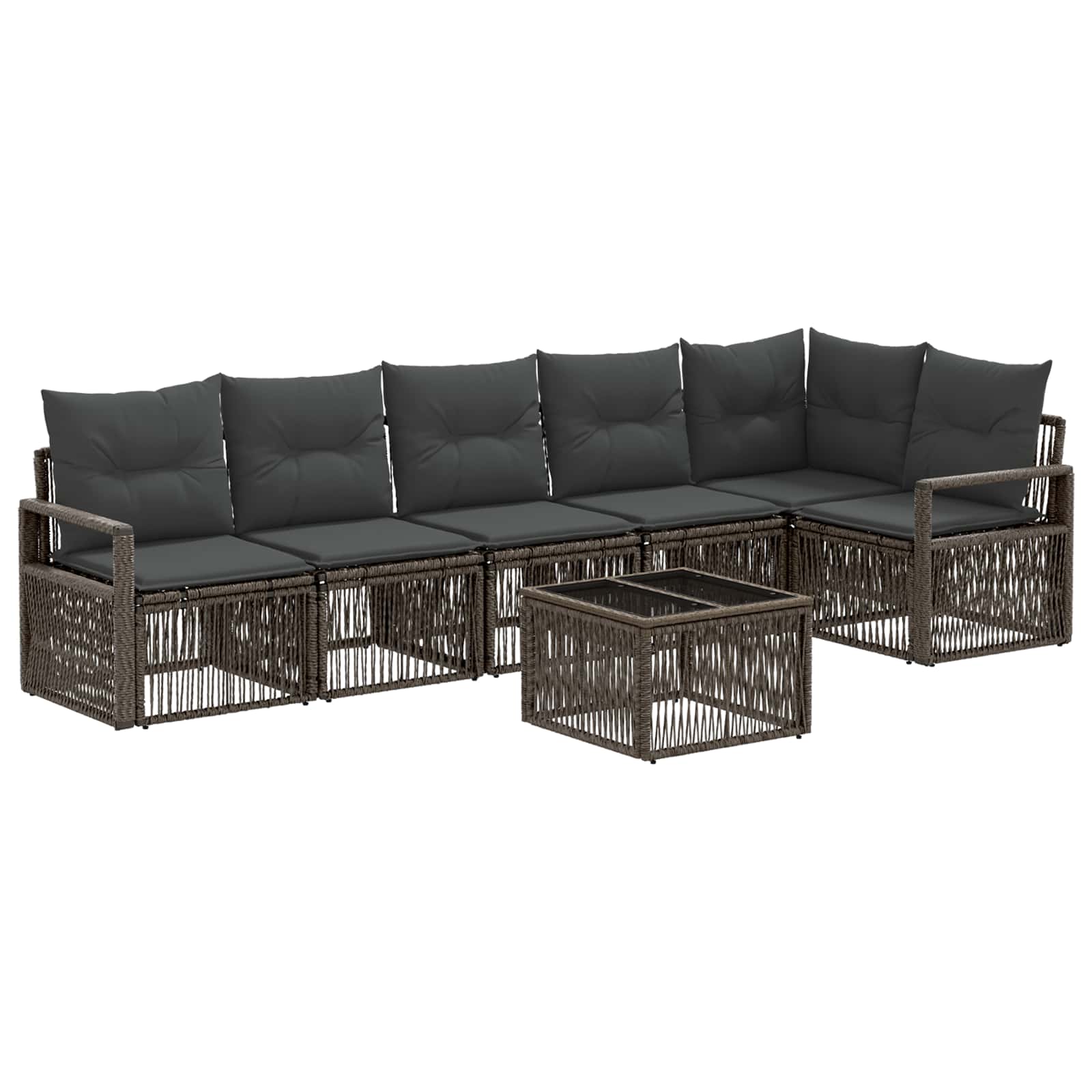 Set Divano da Giardino 7 pz Grigio polyrattan