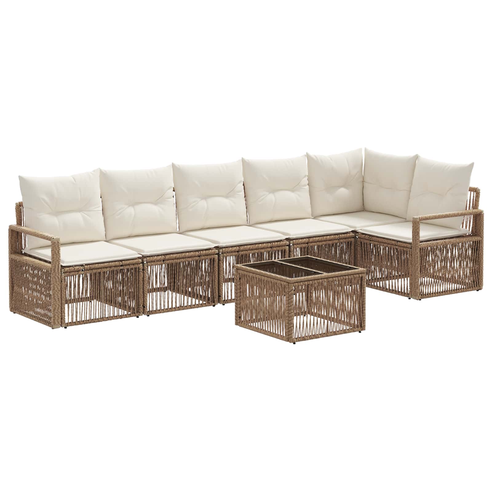 Set Divano da Giardino 7 pz Beige polyrattan