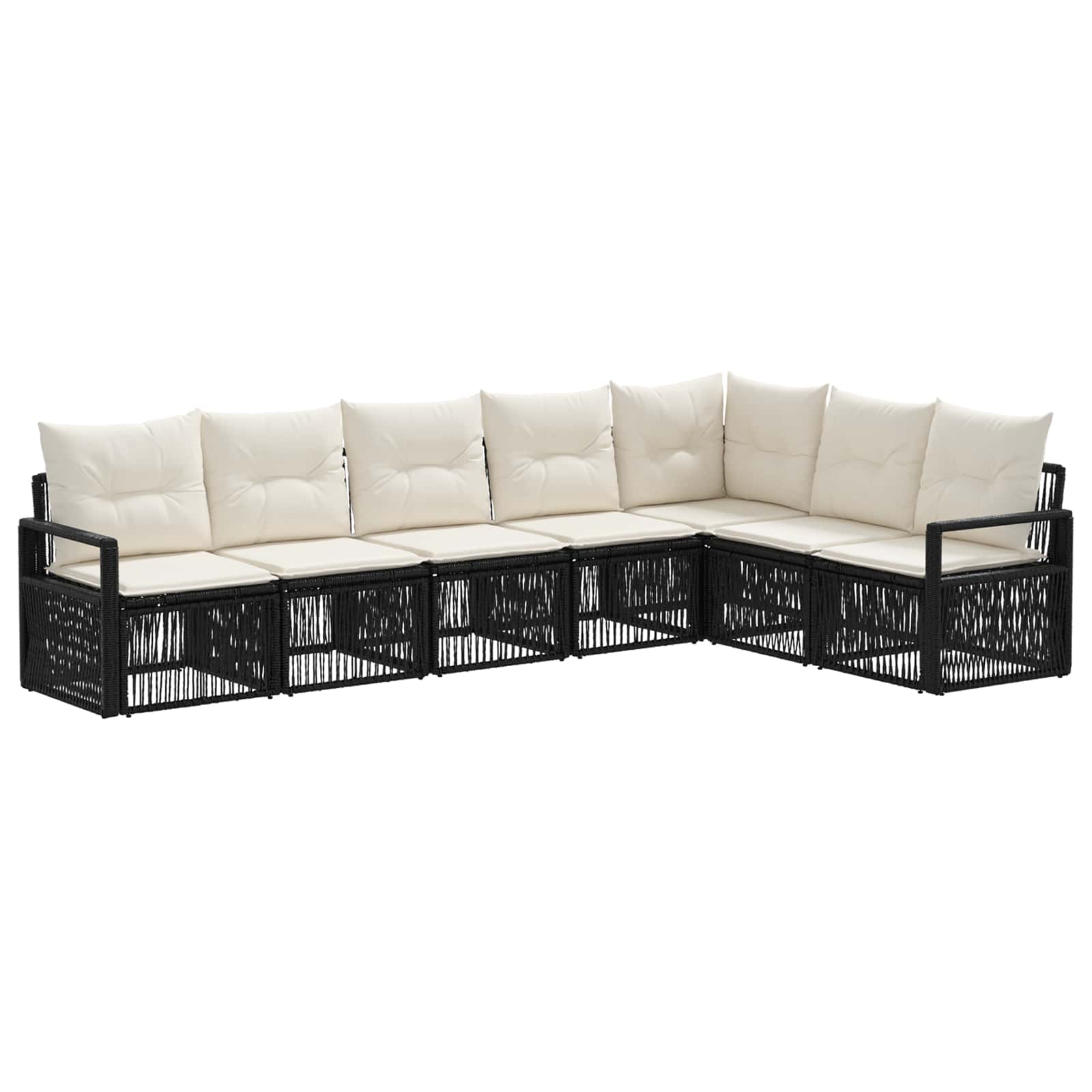 Set Divano da Giardino 7 pz Nero polyrattan