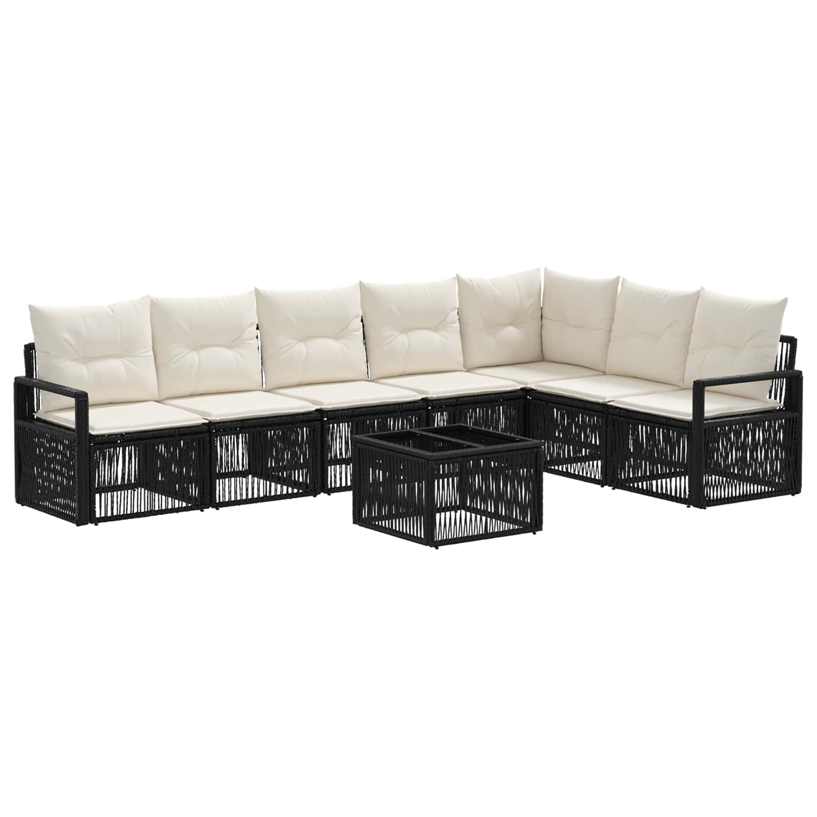 Set Divano da Giardino 8 pz Nero polyrattan
