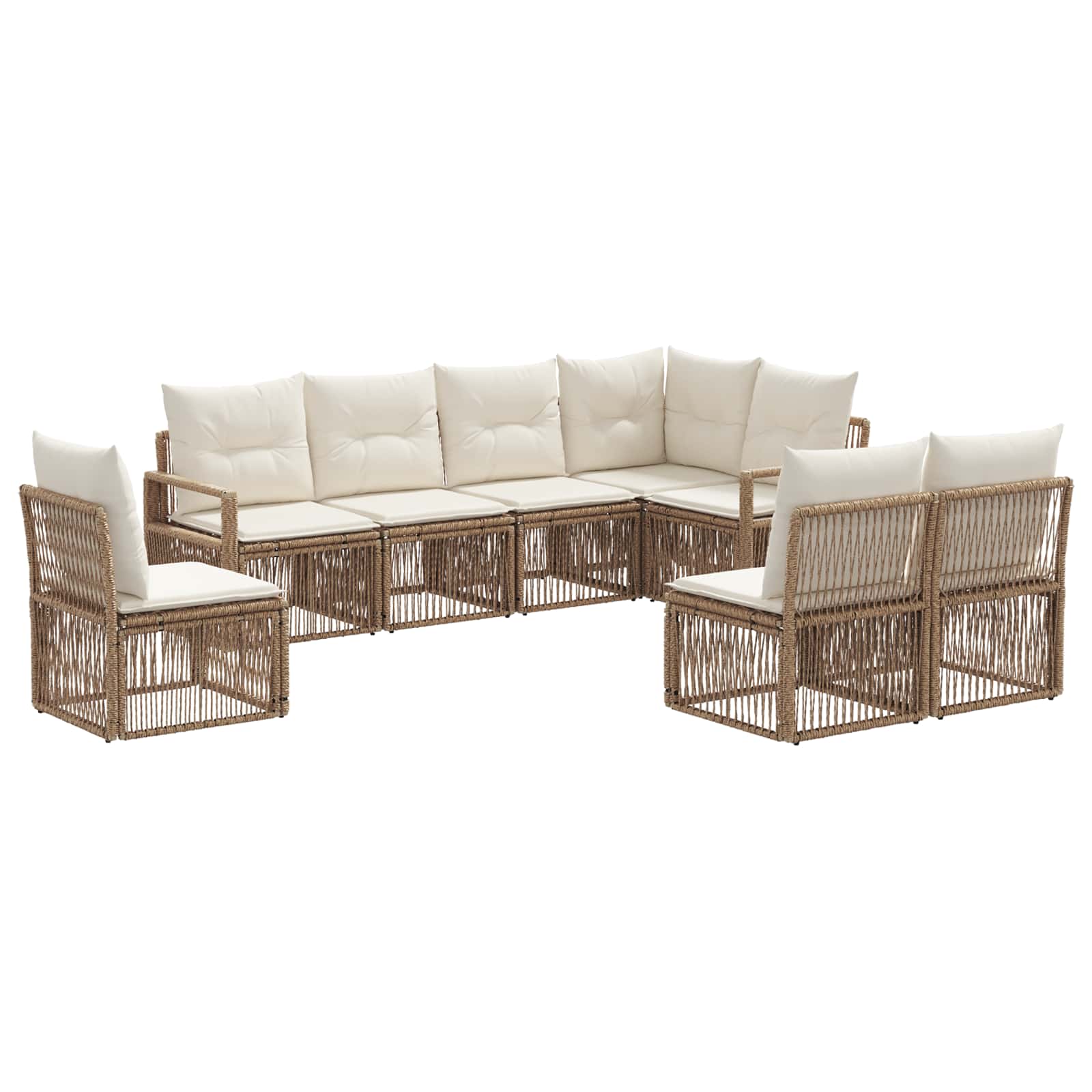 Set Divano da Giardino 8 pz Beige polyrattan