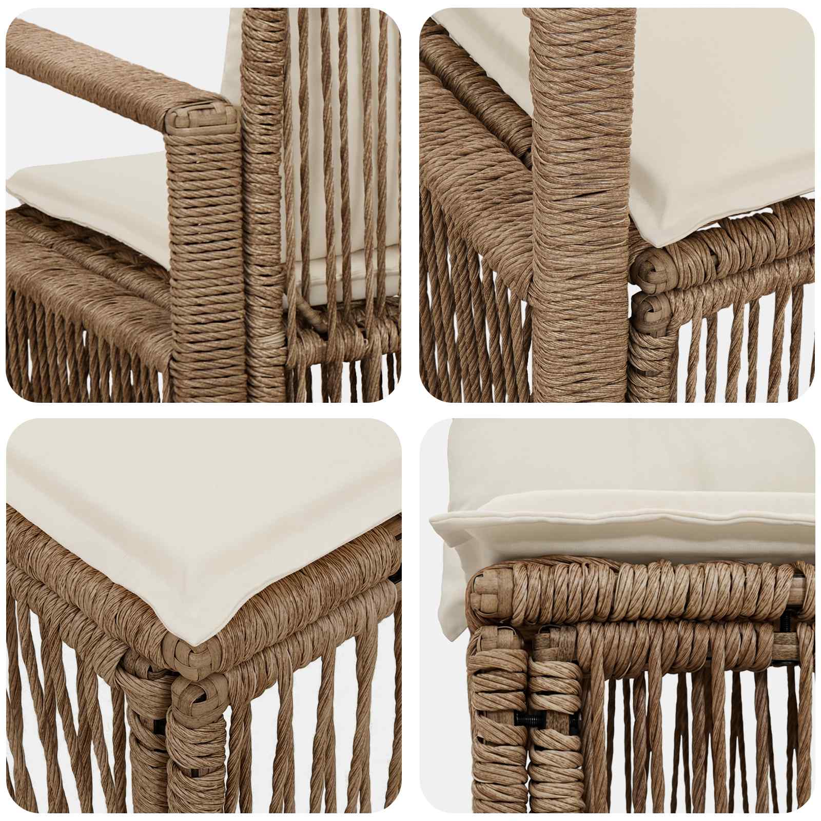 Set Divano da Giardino 8 pz Beige polyrattan
