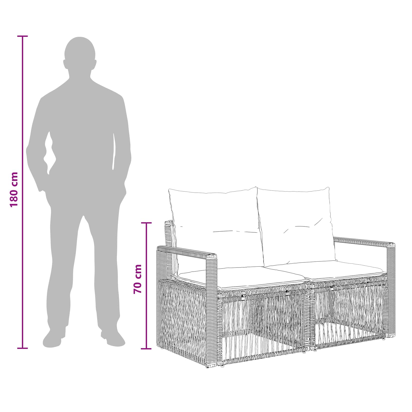 Set Divano da Giardino 8 pz Beige polyrattan