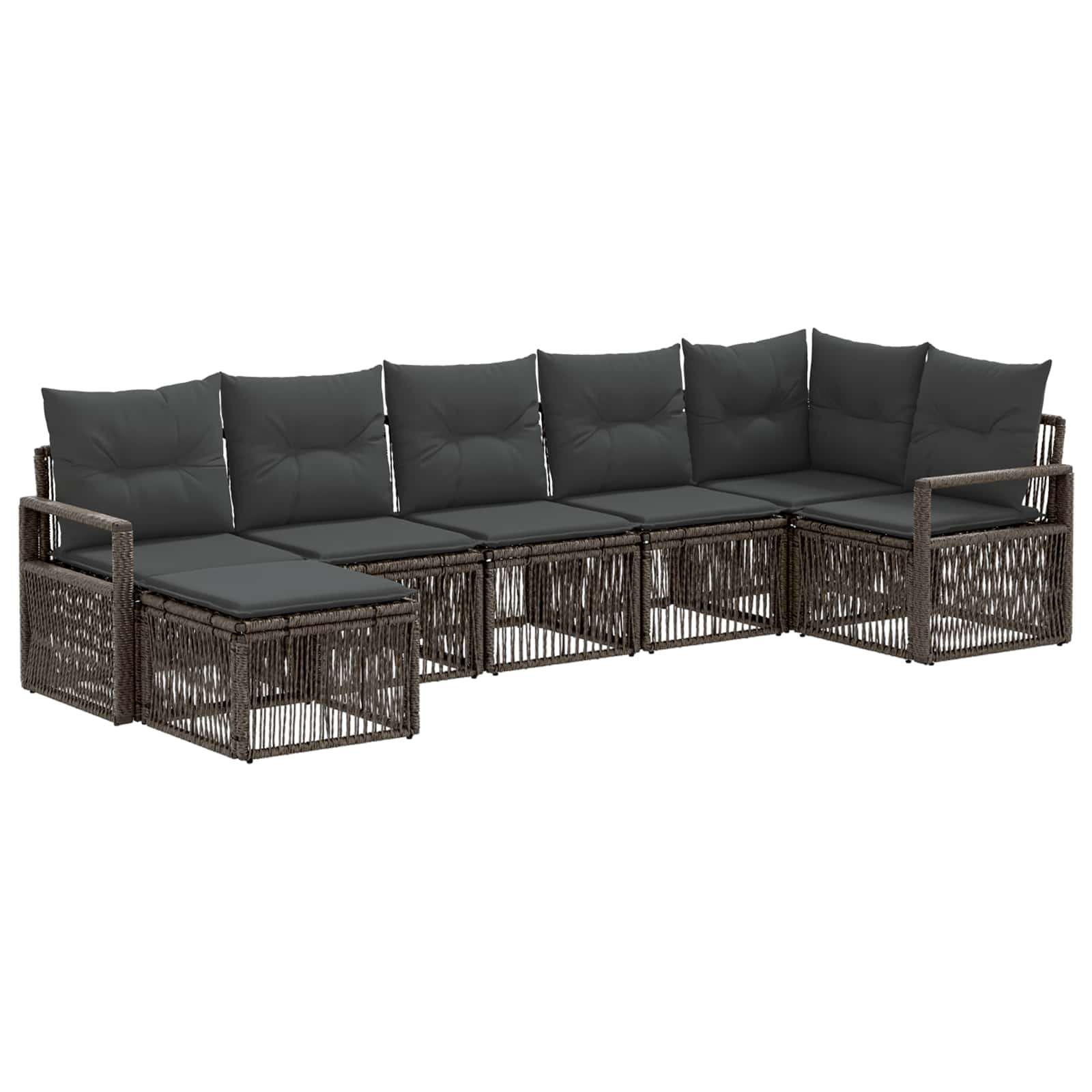 Set Divano da Giardino 7 pz Grigio polyrattan