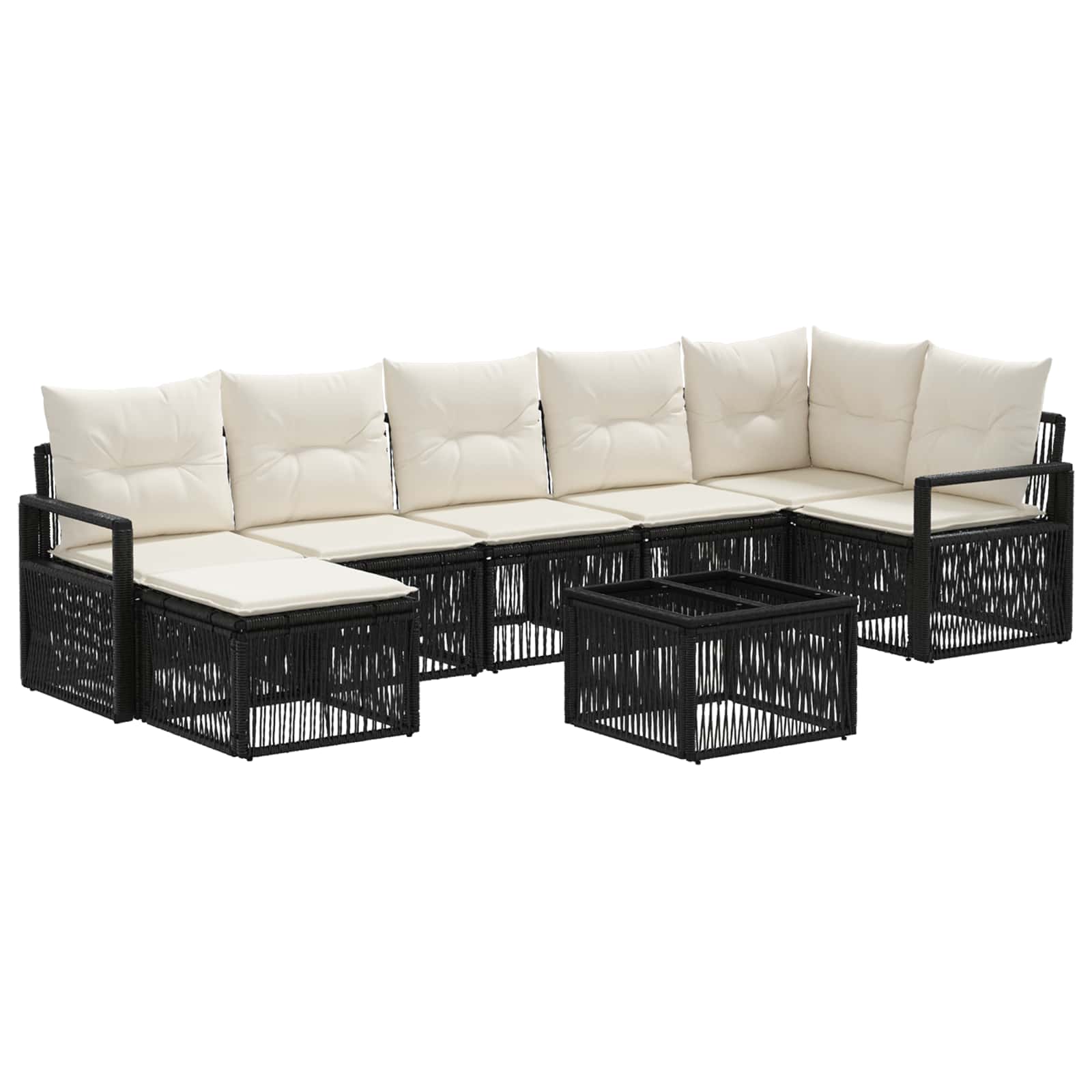 Set Divano da Giardino 8 pz Nero polyrattan