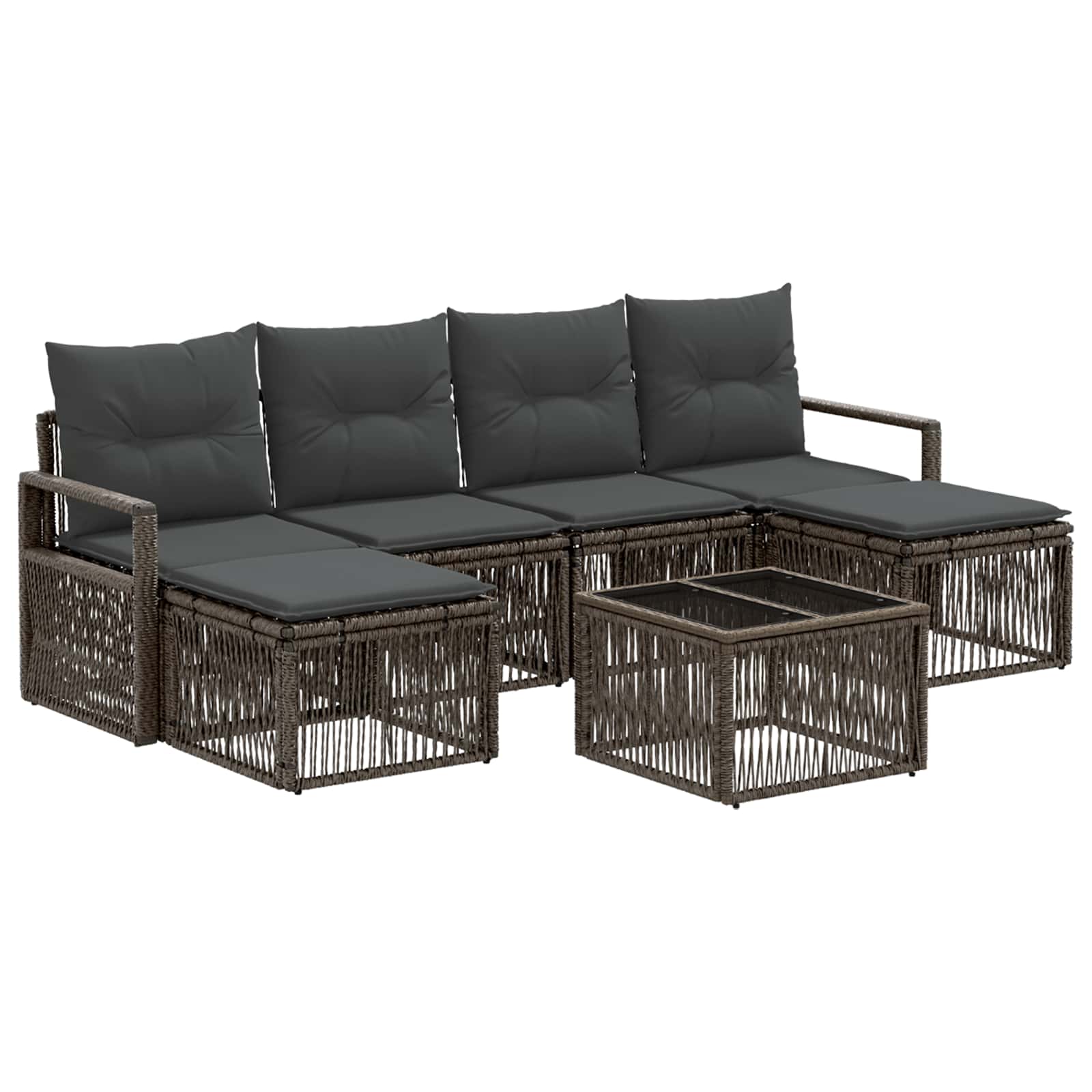 Set Divano da Giardino 7 pz Grigio polyrattan