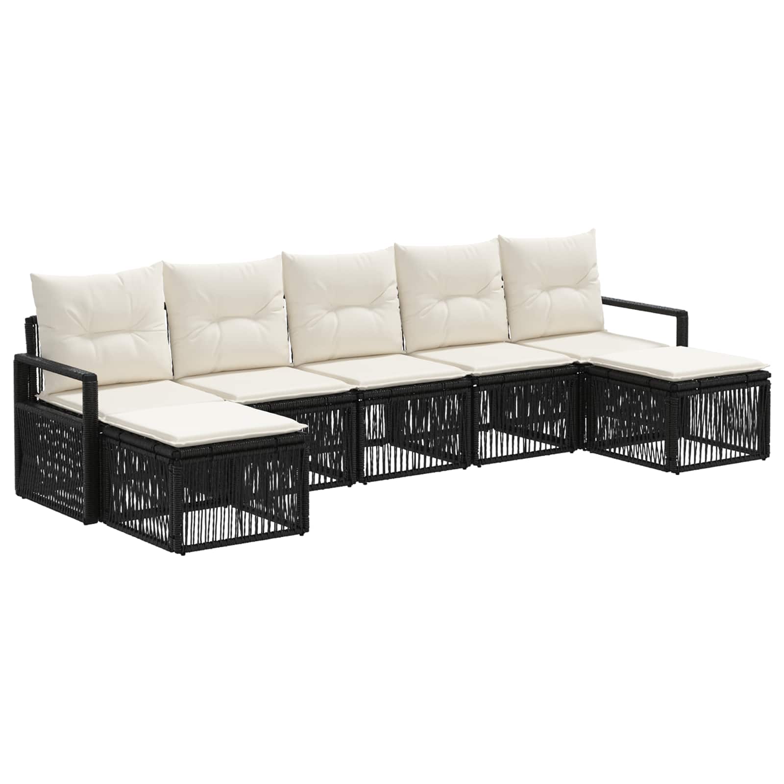 Set Divano da Giardino 7 pz Nero polyrattan