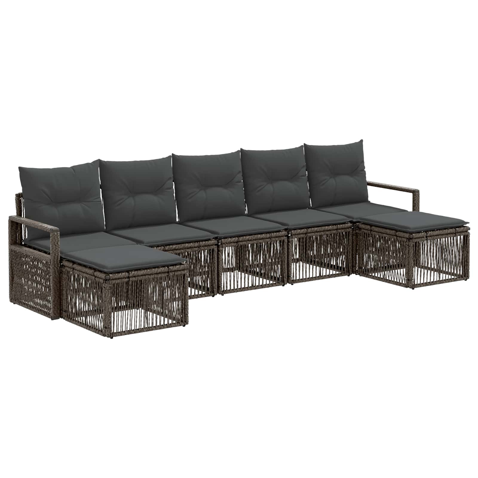 Set Divano da Giardino 7 pz Grigio polyrattan