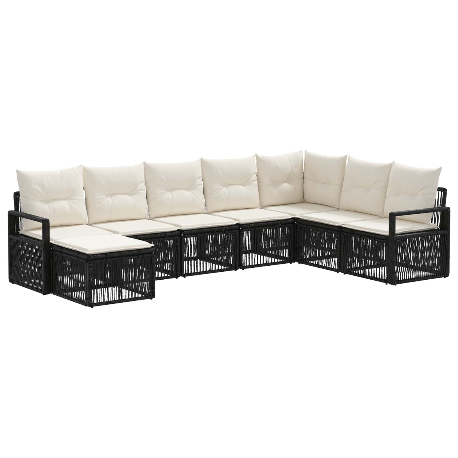 Set Divano da Giardino 8 pz Nero polyrattan