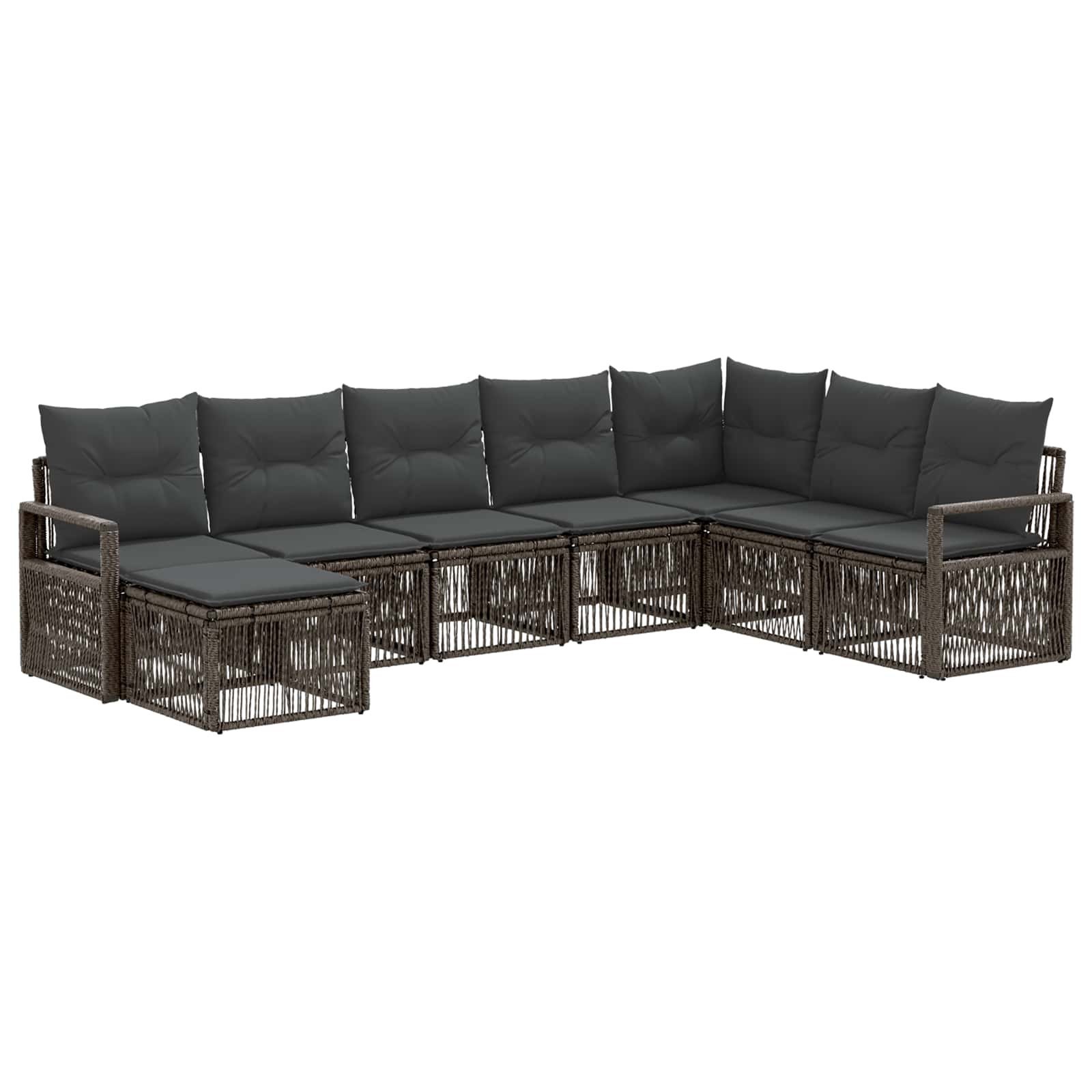Set Divano da Giardino 8 pz Grigio polyrattan