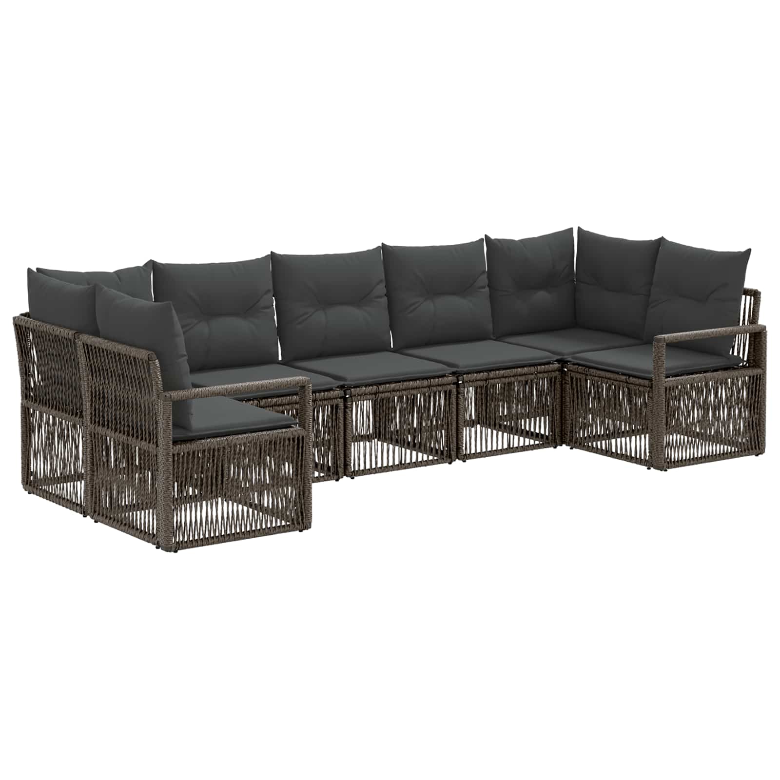 Set Divano da Giardino 7 pz 7-Numero di posti Grigio polyrattan