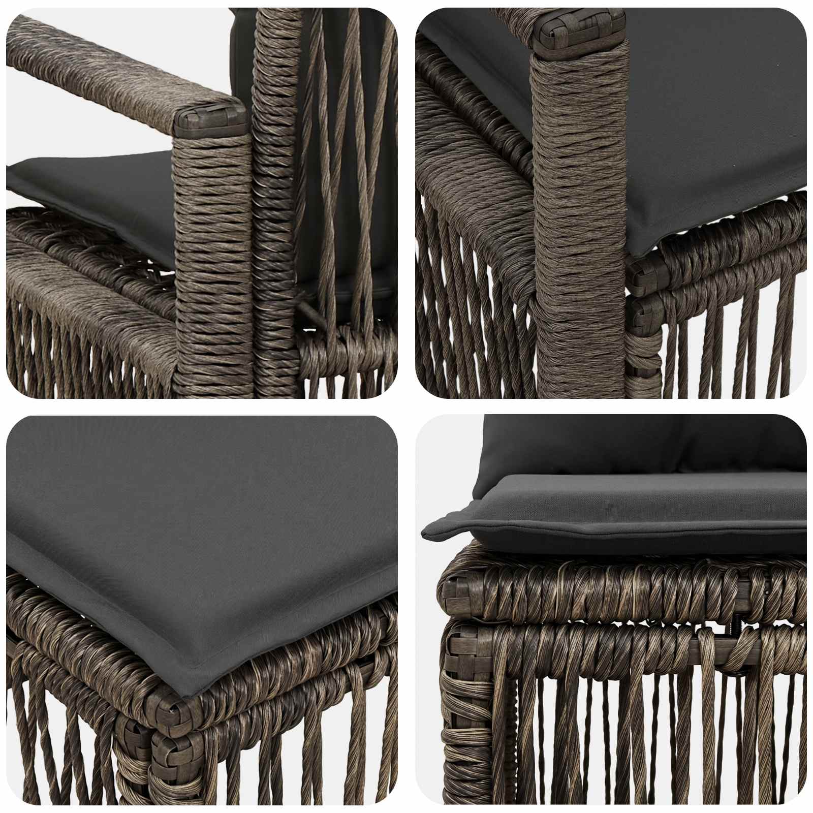 Set Divano da Giardino 7 pz 7-Numero di posti Grigio polyrattan