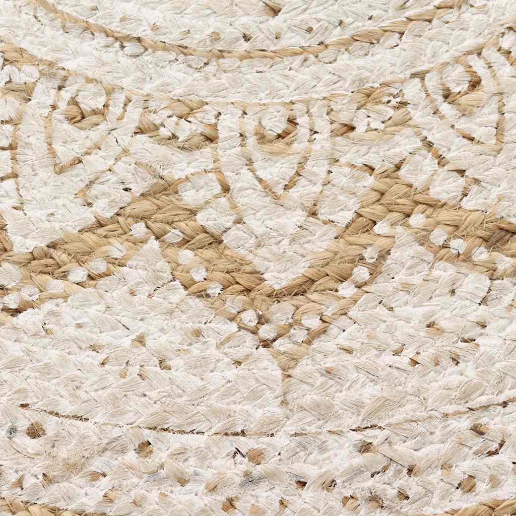 Tappeto in Juta Intrecciata con Stampa 210 cm Rotondo