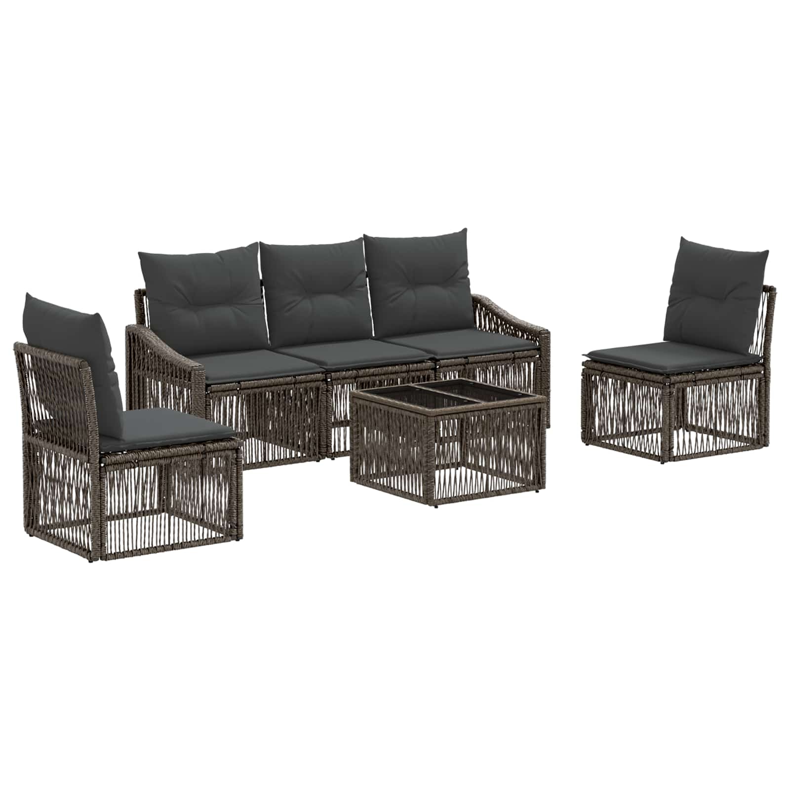 Set Divano da Giardino 6 pz Grigio polyrattan