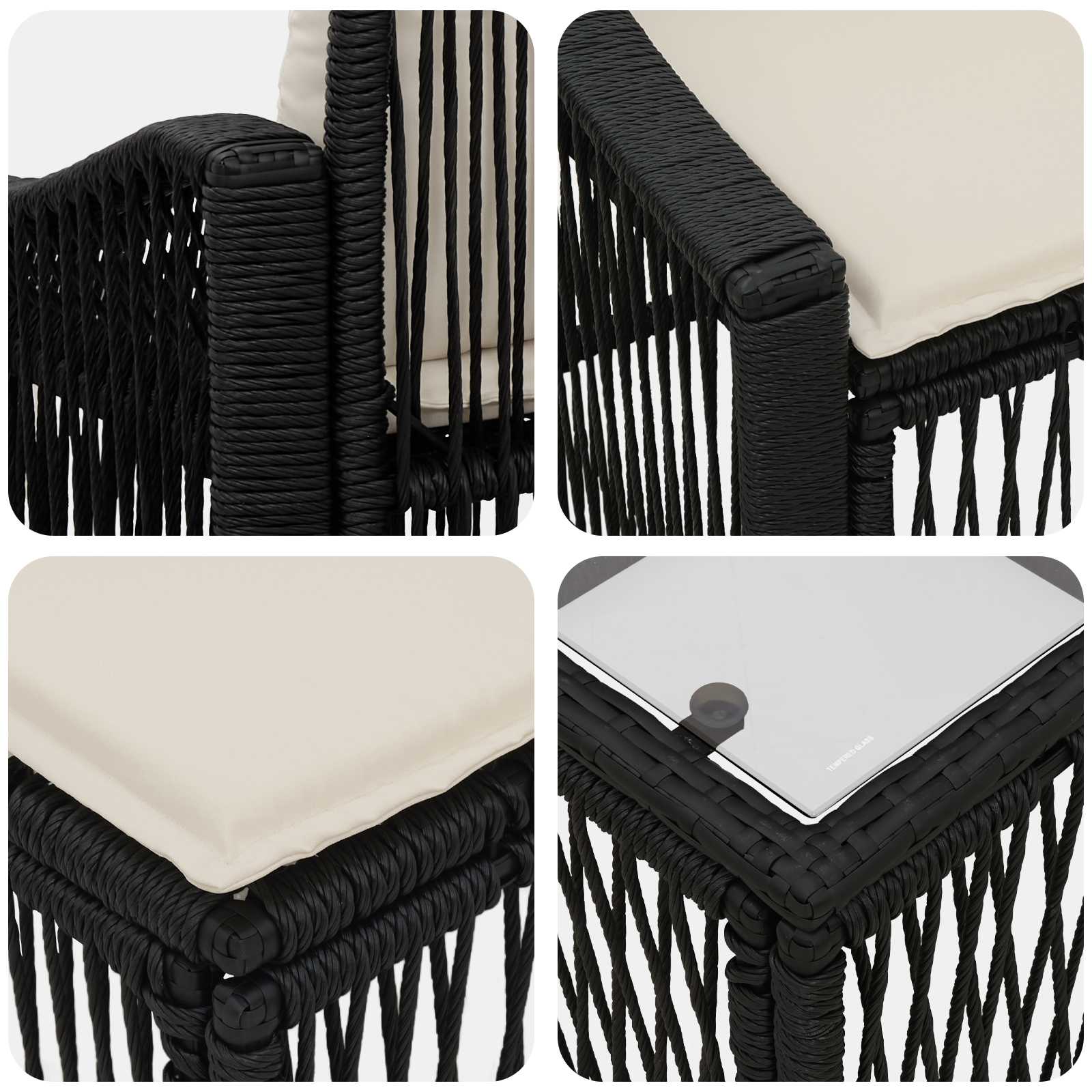 Set Divano da Giardino 8 pz Nero polyrattan