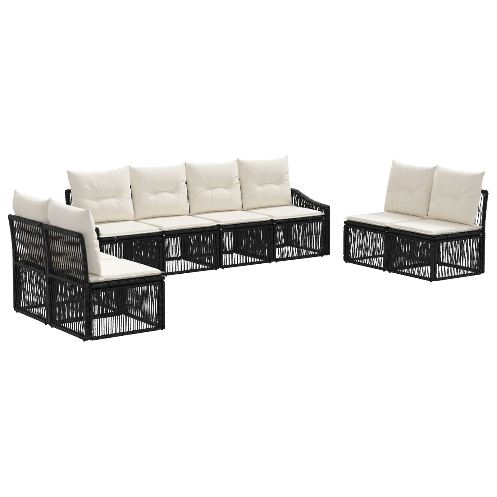 Set Divano da Giardino 8 pz Nero polyrattan