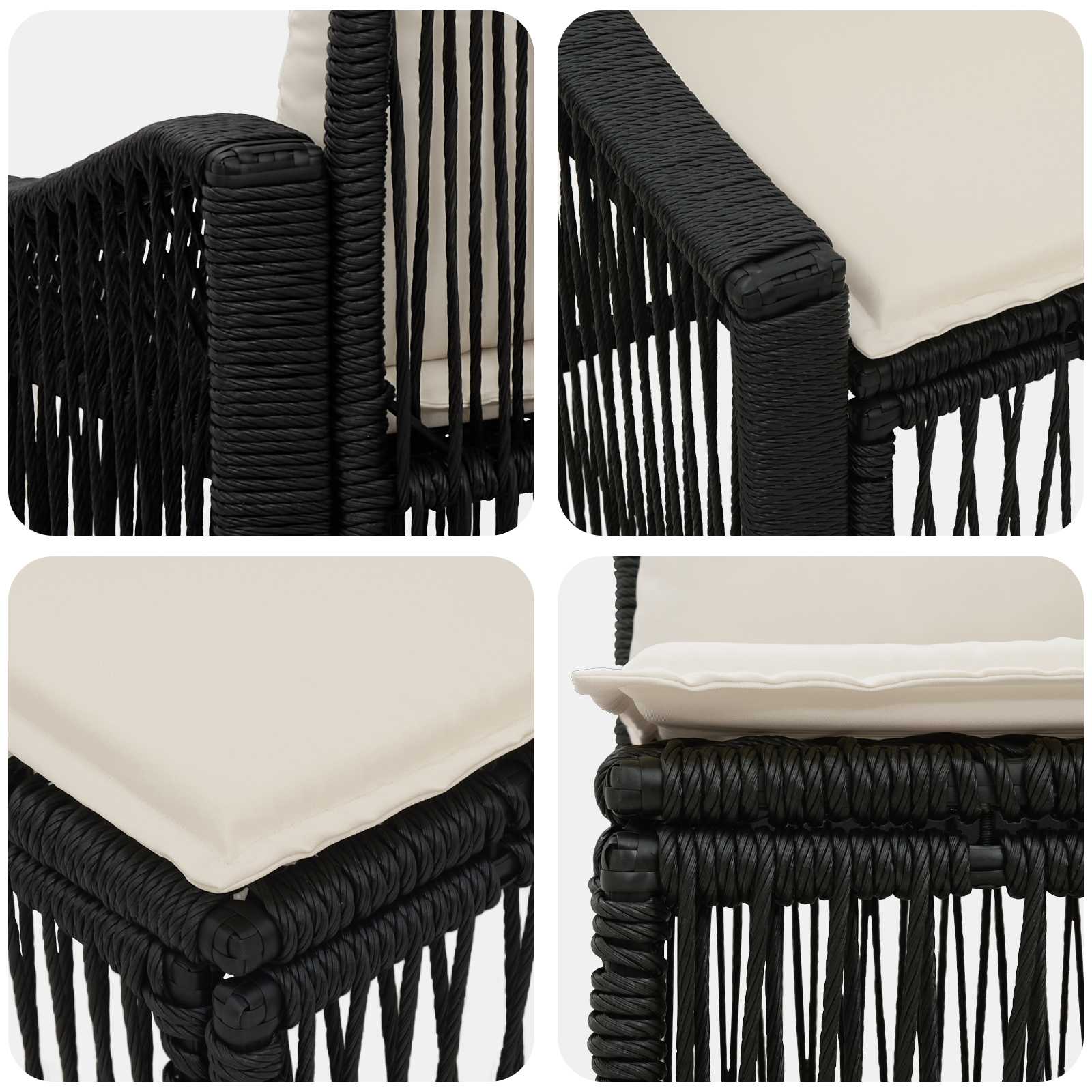 Set Divano da Giardino 8 pz Nero polyrattan