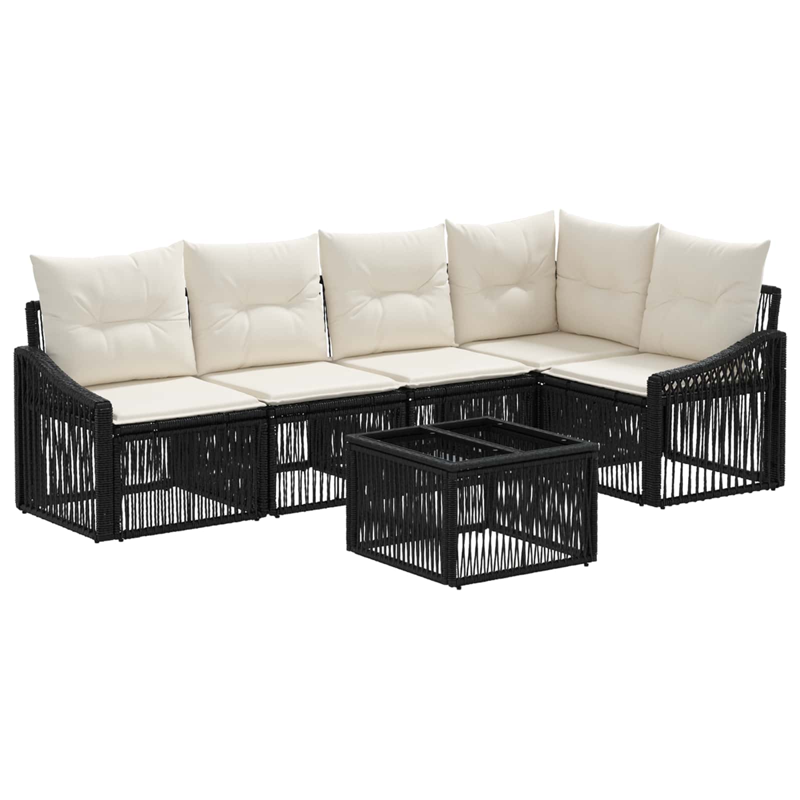Set Divano da Giardino 6 pz Nero polyrattan