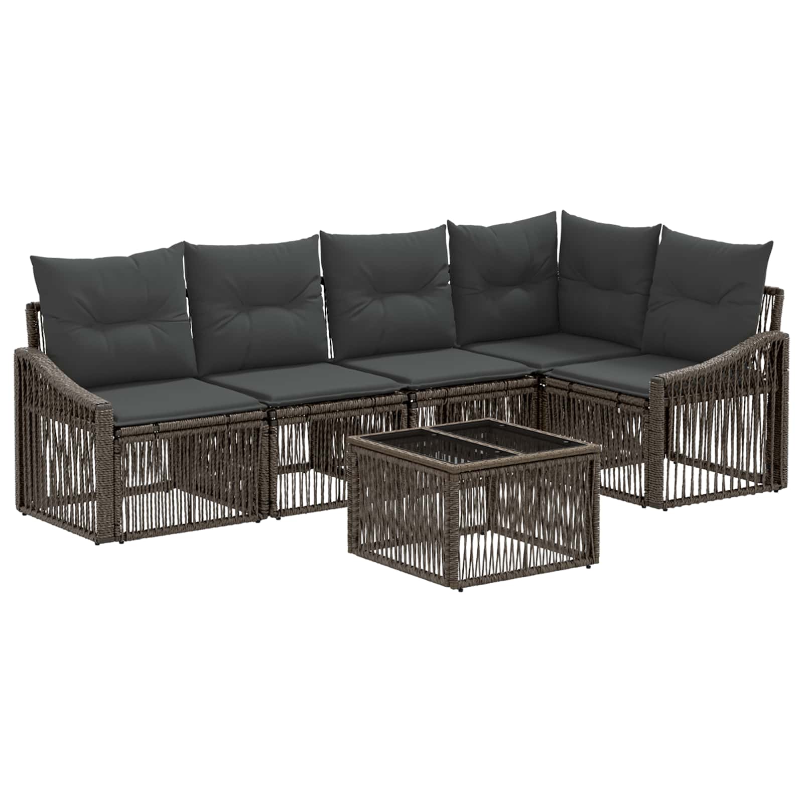 Set Divano da Giardino 6 pz Grigio polyrattan