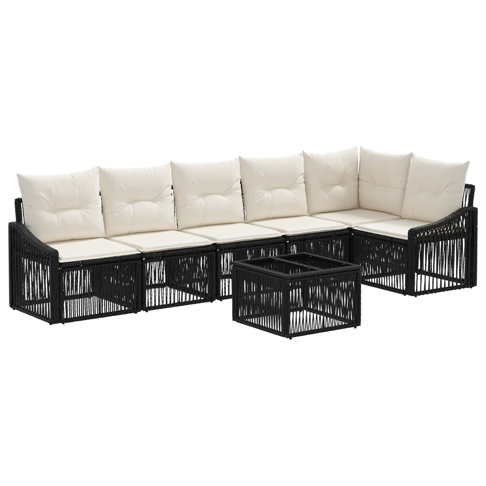 Set Divano da Giardino 7 pz Nero polyrattan