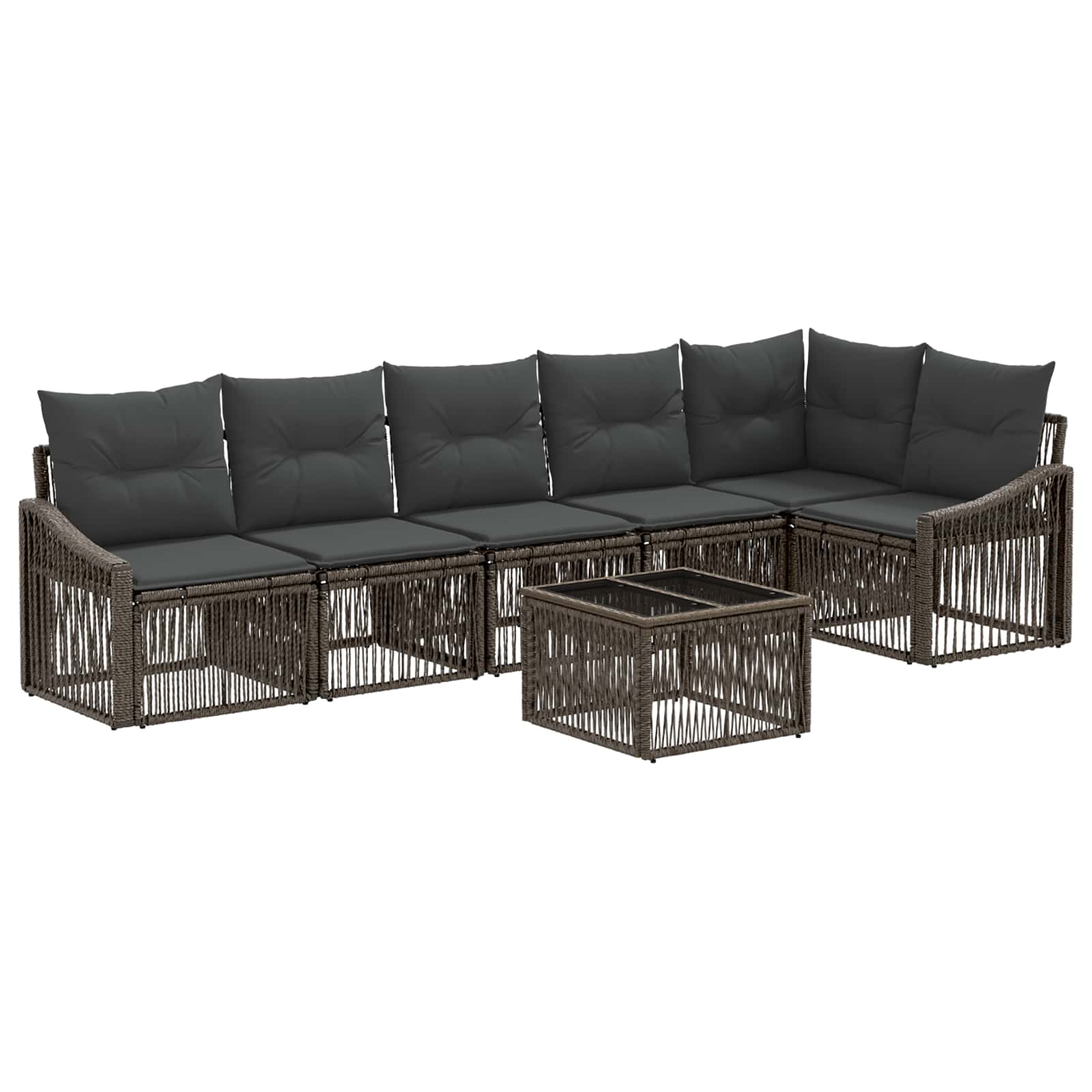 Set Divano da Giardino 7 pz Grigio polyrattan