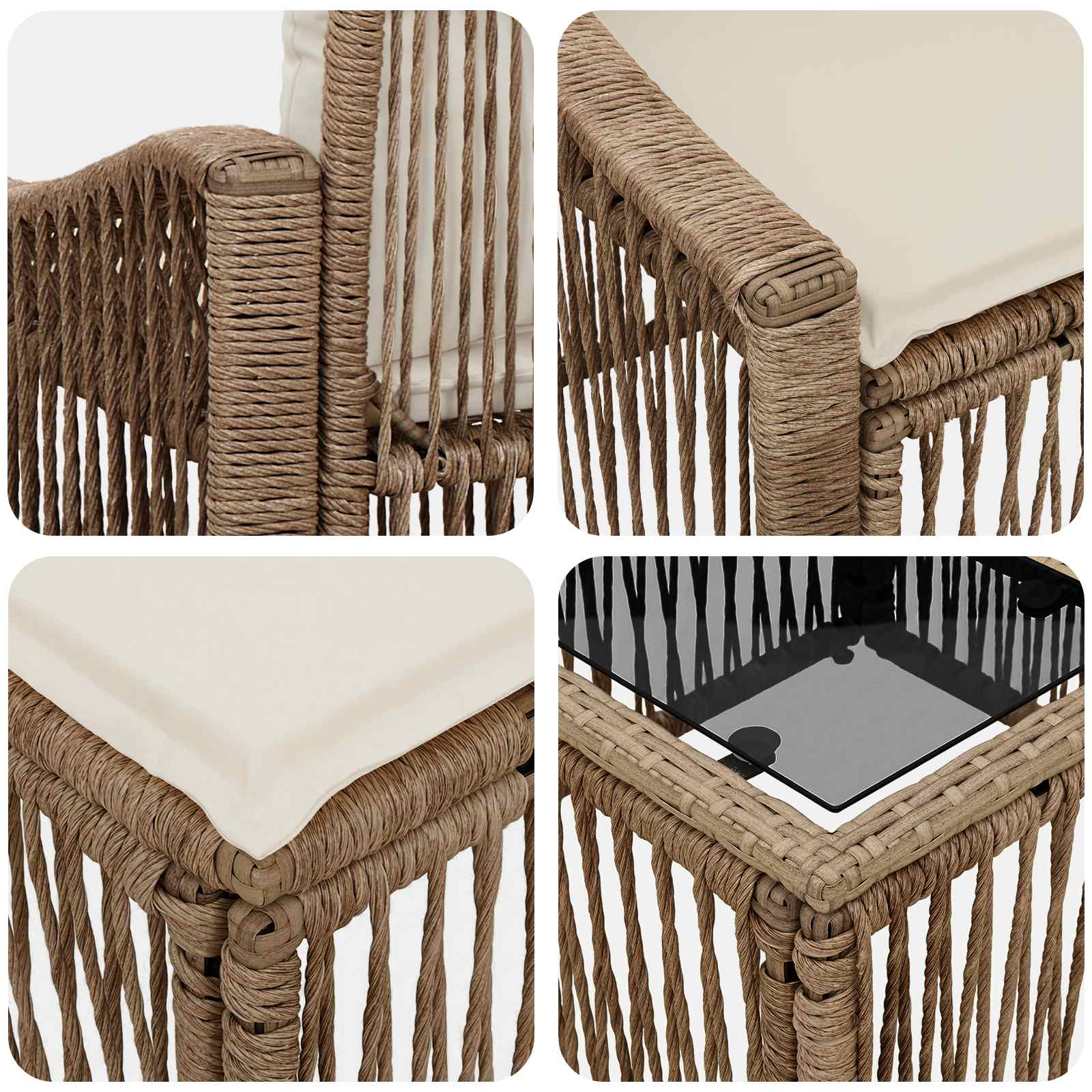 Set Divano da Giardino 7 pz Beige polyrattan