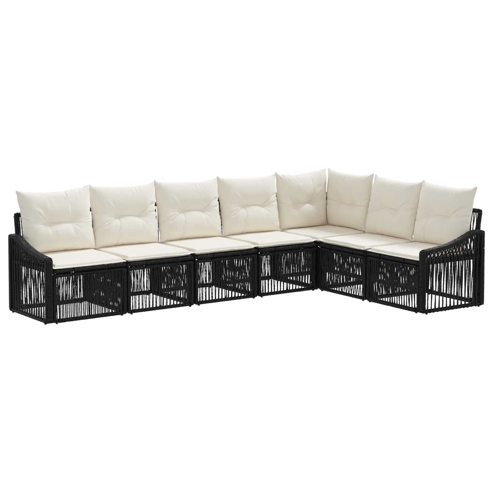 Set Divano da Giardino 7 pz Nero polyrattan