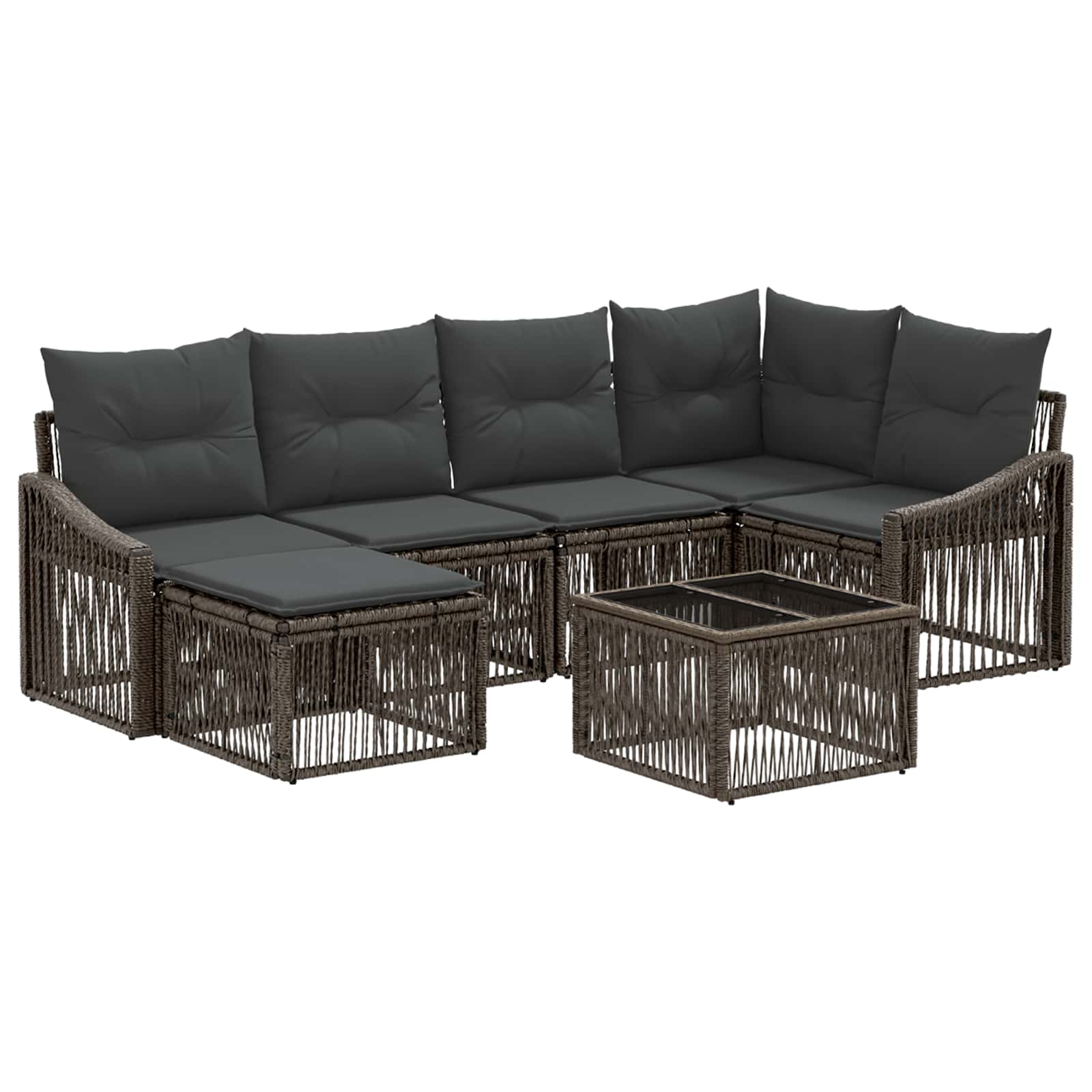 Set Divano da Giardino 7 pz Grigio polyrattan