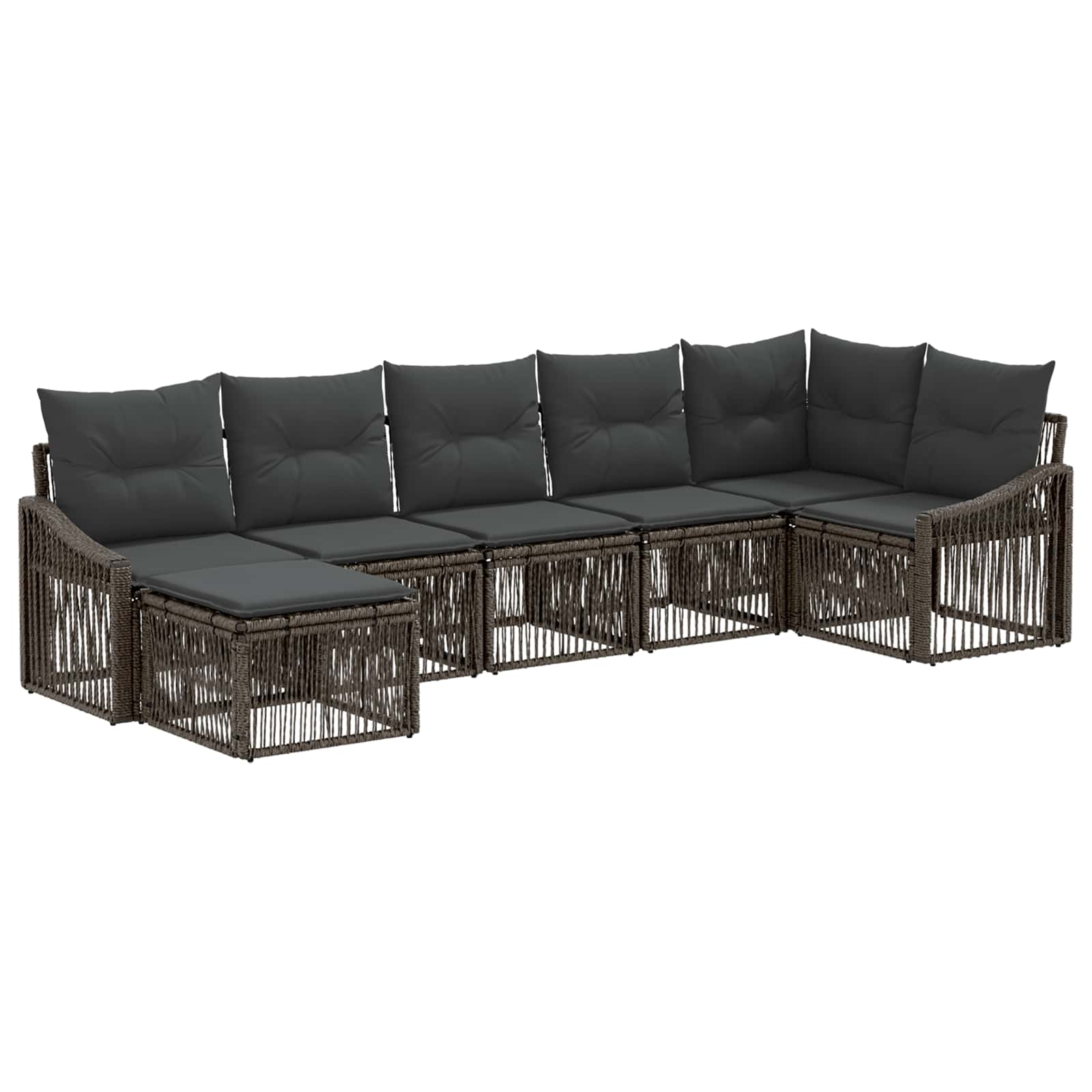 Set Divano da Giardino 7 pz Grigio polyrattan