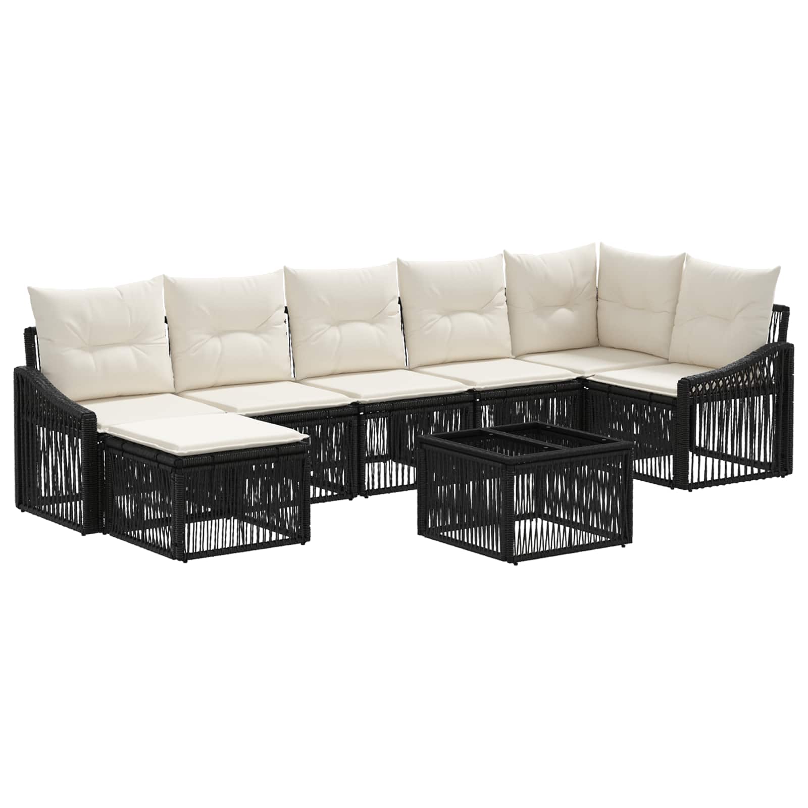 Set Divano da Giardino 8 pz Nero polyrattan