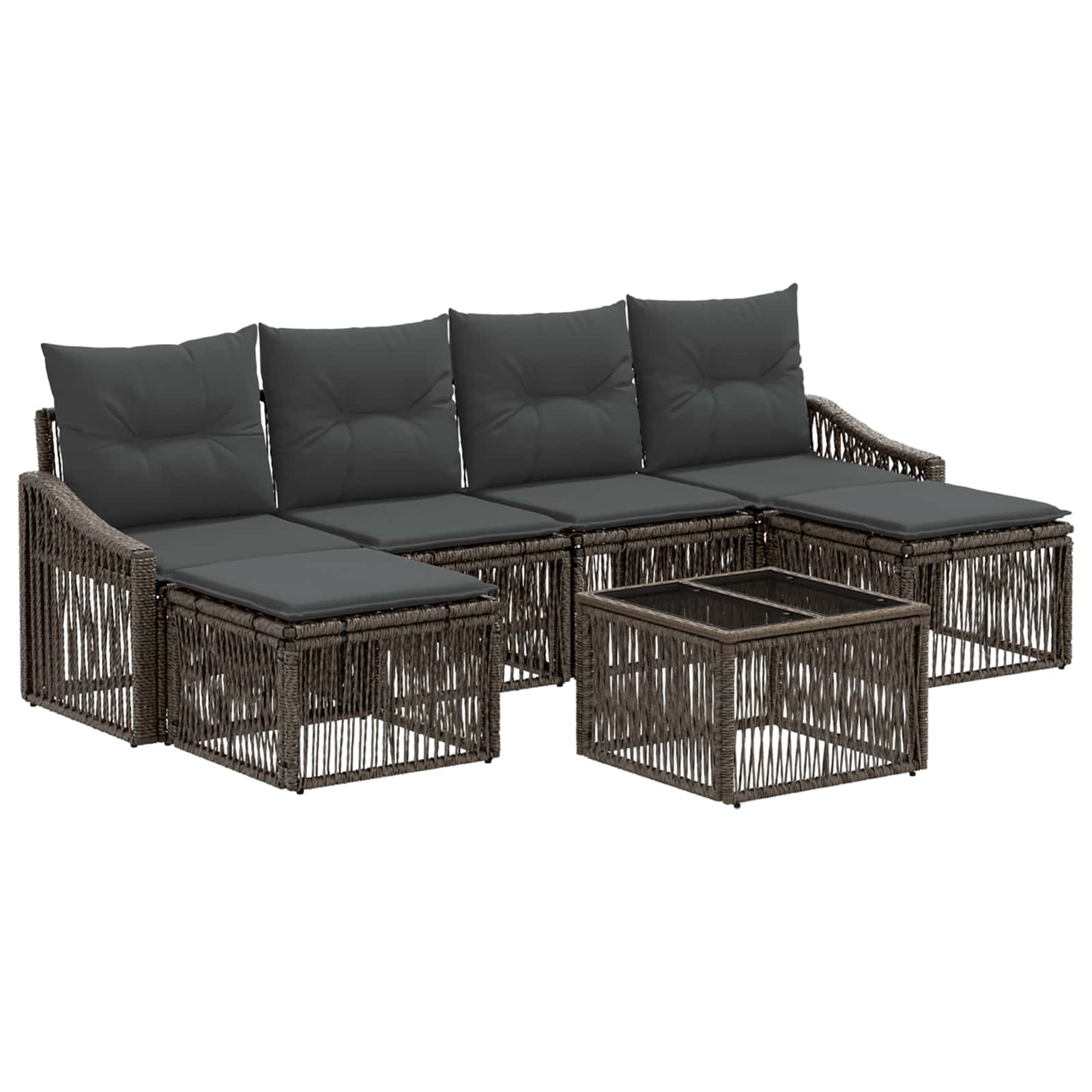 Set Divano da Giardino 7 pz Grigio polyrattan