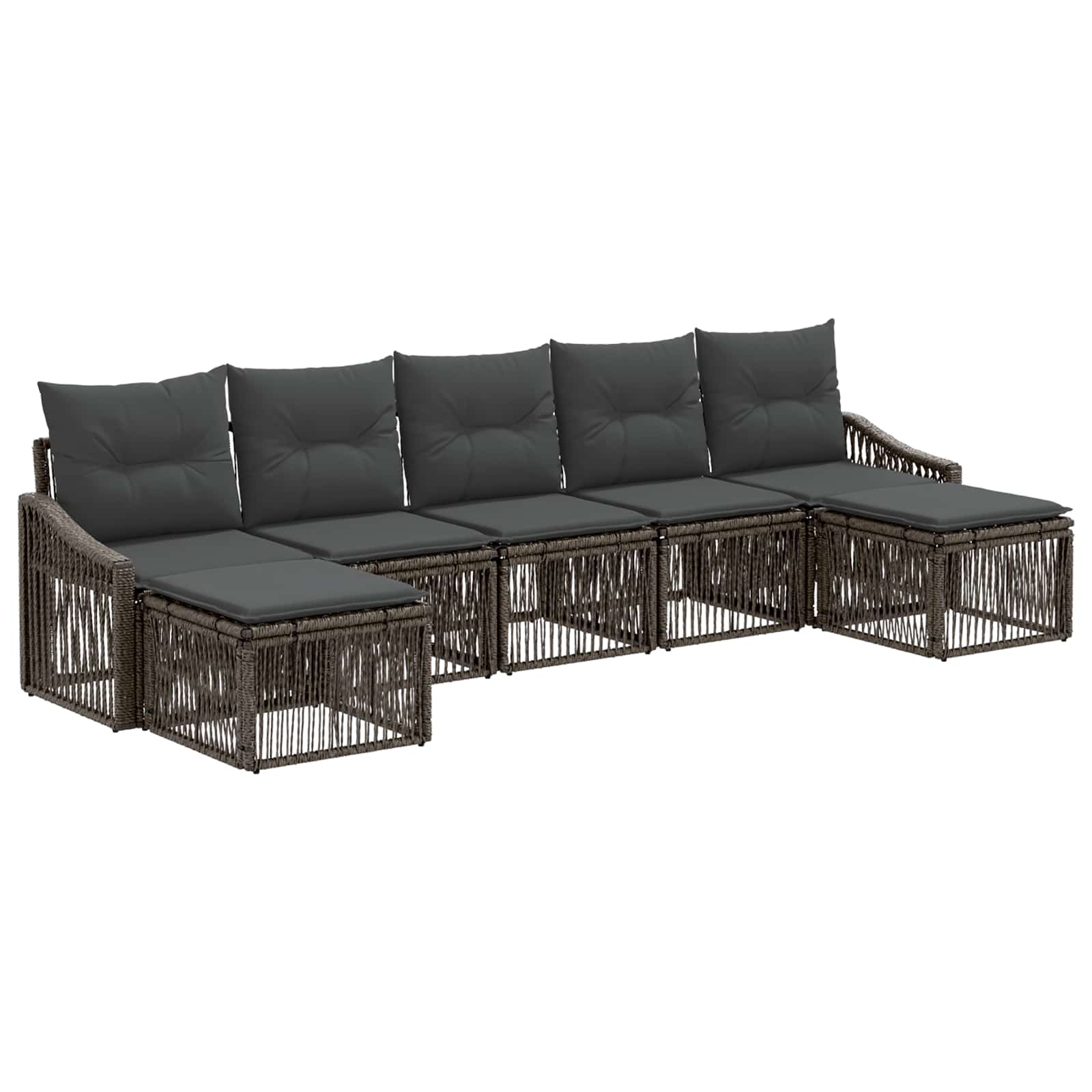 Set Divano da Giardino 7 pz Grigio polyrattan