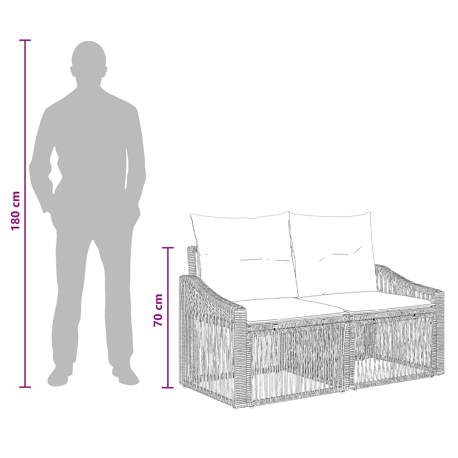 Set Divano da Giardino 8 pz Nero polyrattan