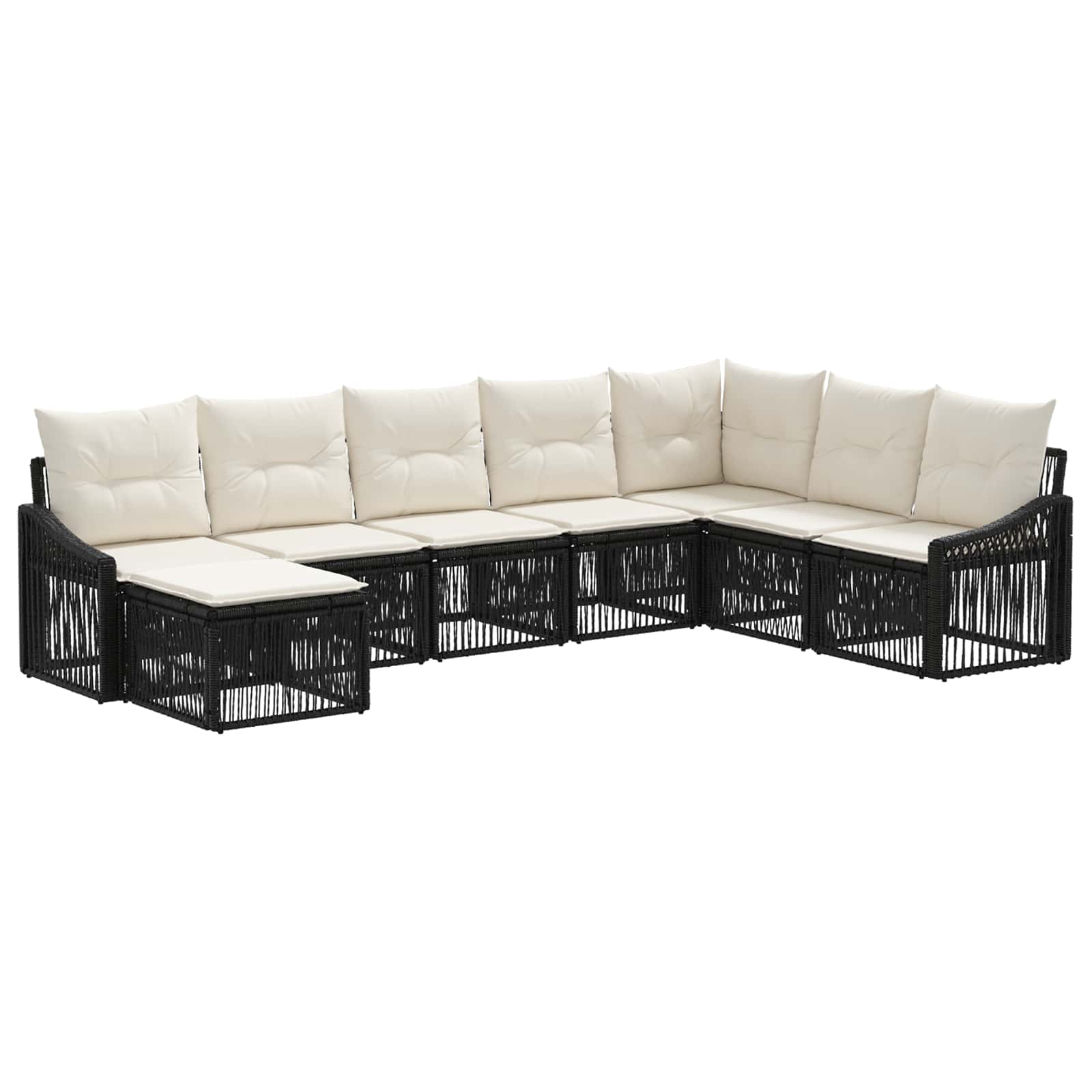 Set Divano da Giardino 8 pz Nero polyrattan