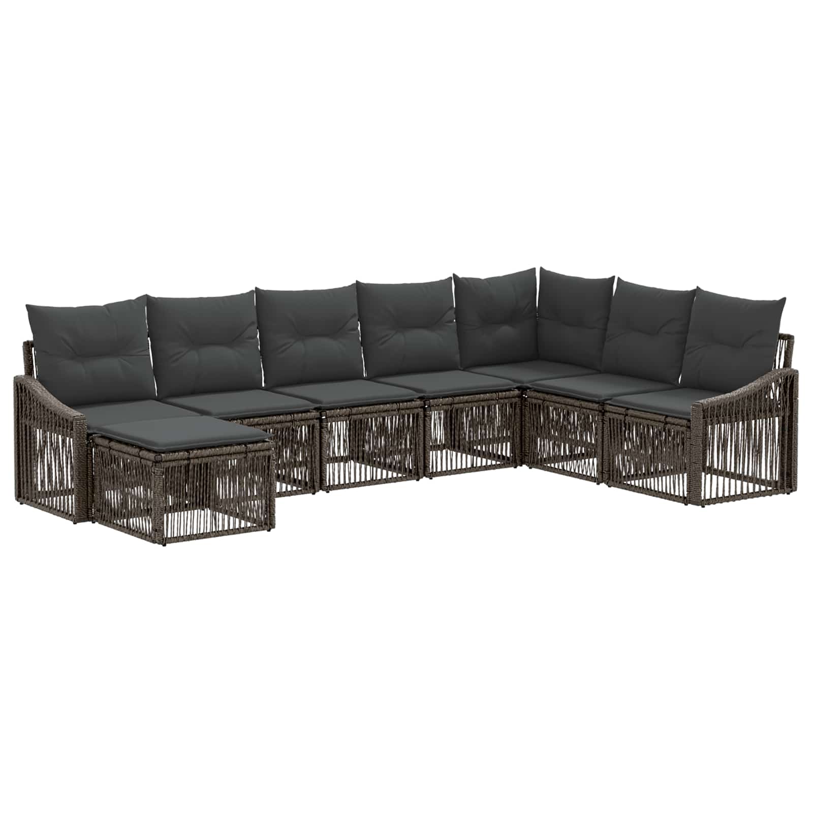 Set Divano da Giardino 8 pz Grigio polyrattan
