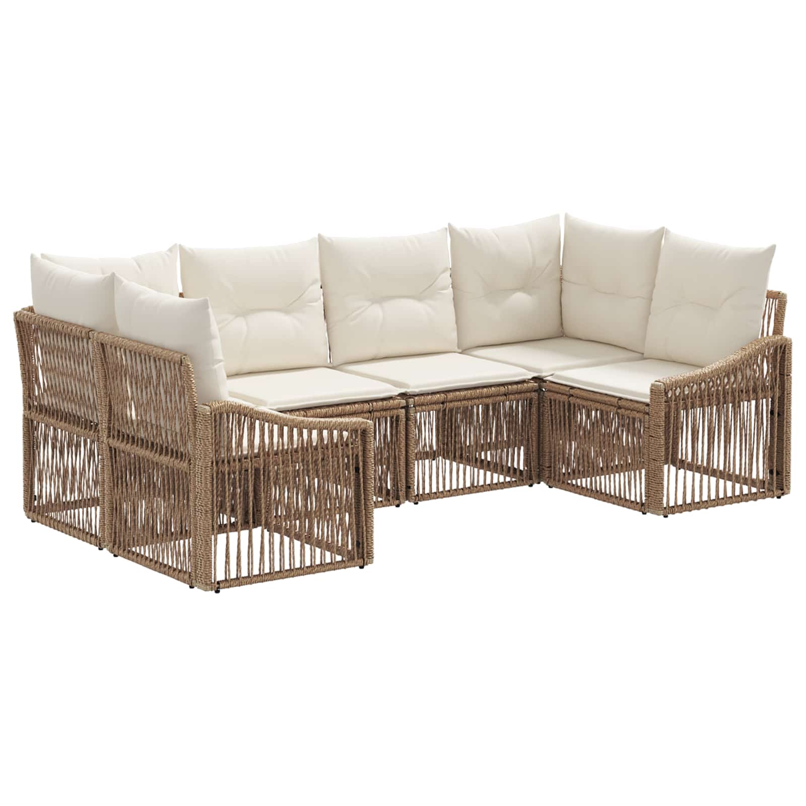 Set Divano da Giardino 6 pz 6-Numero di posti Beige polyrattan