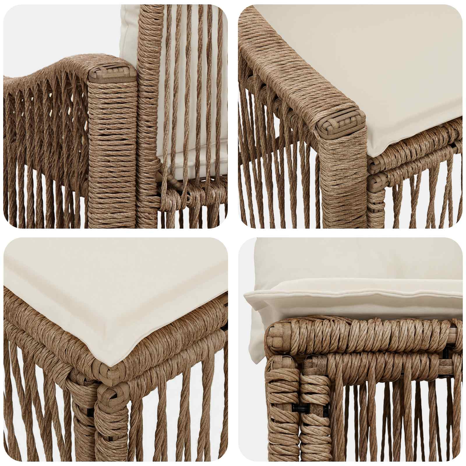 Set Divano da Giardino 6 pz 6-Numero di posti Beige polyrattan