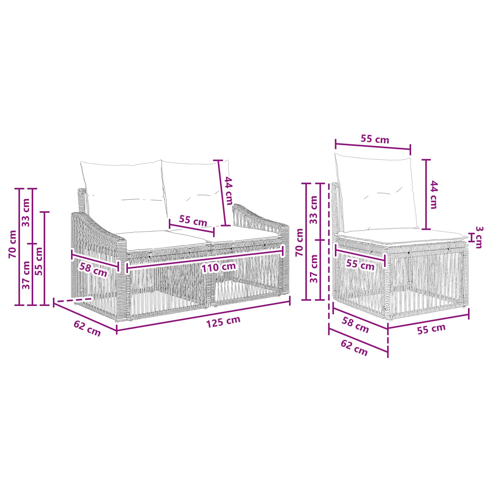 Set Divano da Giardino 6 pz 6-Numero di posti Beige polyrattan