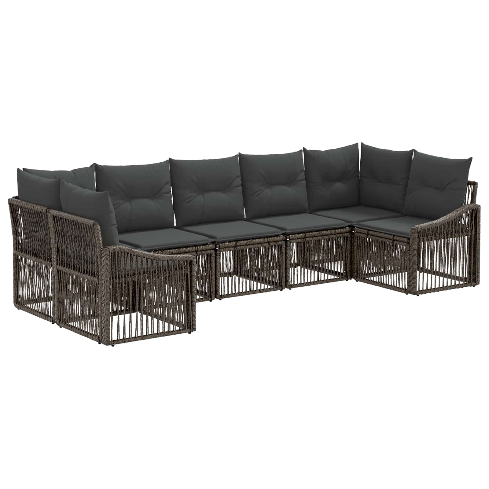 Set Divano da Giardino 7 pz 7-Numero di posti Grigio polyrattan