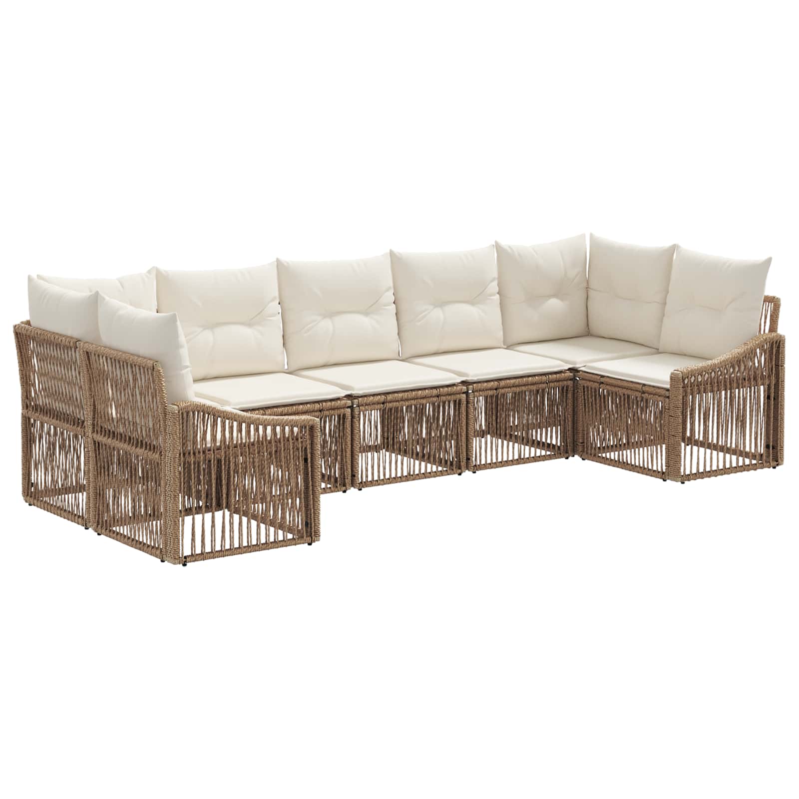 Set Divano da Giardino 7 pz 7-Numero di posti Beige polyrattan