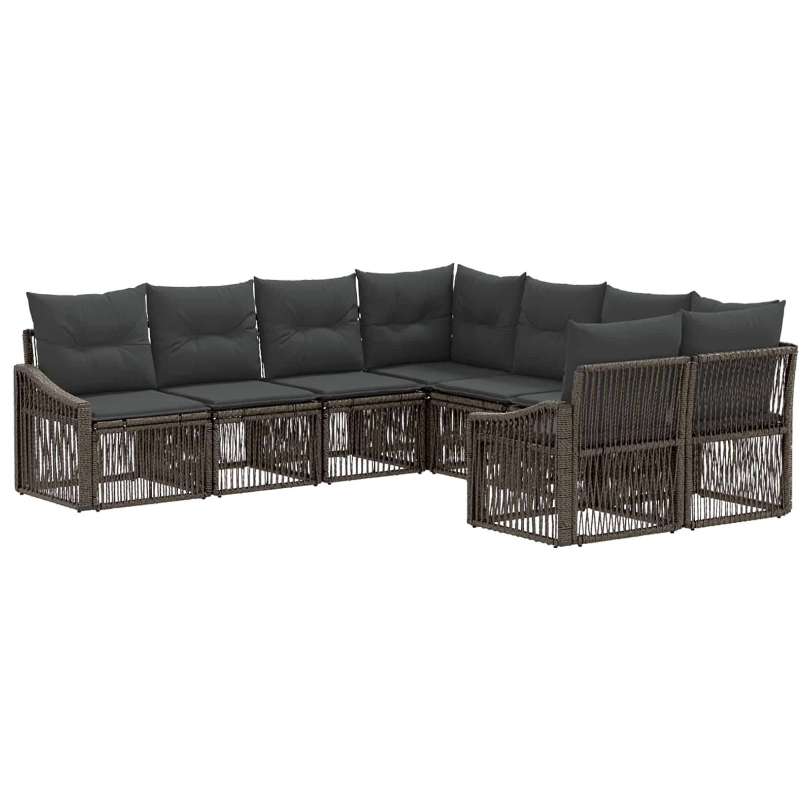 Set Divano da Giardino 8 pz 8-Numero di posti Grigio polyrattan