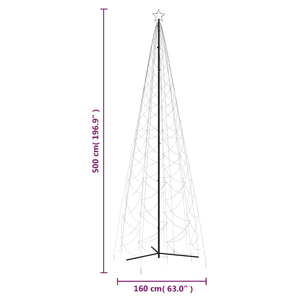 Albero di Natale a forma di cono luce Bianca Calda 1400 LED 160x500 cm